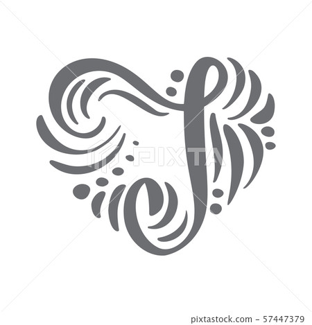 Heart love vector Hand Drawn calligraphic scandinavian floral I logo. Uppercase Hand Lettering Heart love vector Hand Drawn calligraphic scandinavian floral I logo. Uppercase Hand Lettering 57447379