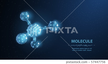 Molecule. Abstract futuristic micro molecule structure with sphere on blue background. Molecule. Abstract futuristic micro molecule structure with sphere on blue background. 57447756