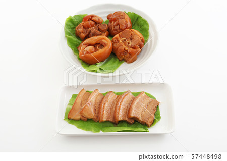 Traditional Okinawan pork legs and three pieces of meat Traditional Okinawan pork legs and three pieces of meat 57448498