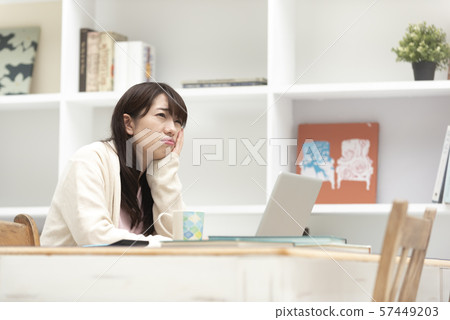 Home work, troubled, difficult expression, troubled lifestyle Home work, troubled, difficult expression, troubled lifestyle 57449203