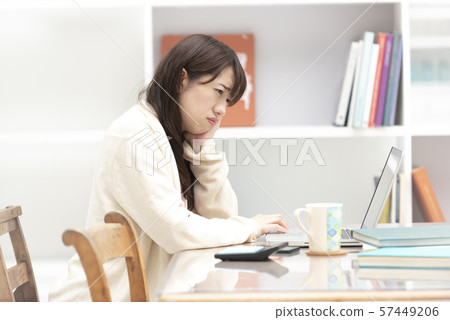 Home work, troubled, difficult expression, troubled lifestyle Home work, troubled, difficult expression, troubled lifestyle 57449206