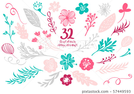 Set of Spring Floral Decor. Vector Elements... - Stock Illustration ...