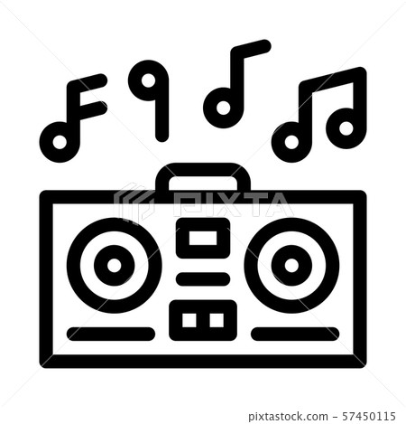 Playing Record Player And Musical Notes Vector 57450115