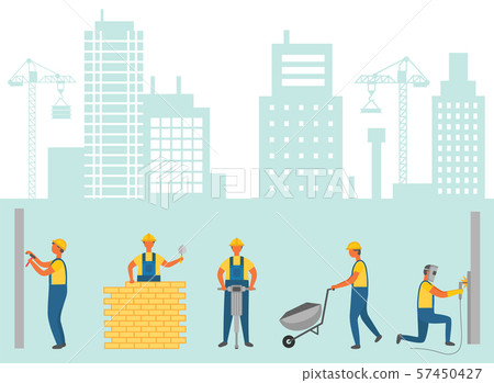 People Working on Construction of New Buildings People Working on Construction of New Buildings 57450427