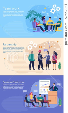 Set Bright Banner Inscription Business Conference. 57452981