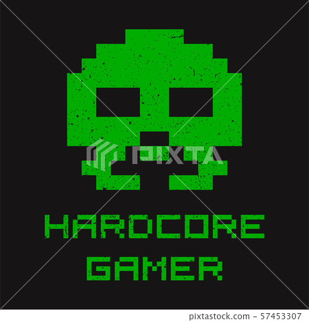 Old retro video game illustration with skull - Stock Illustration ...