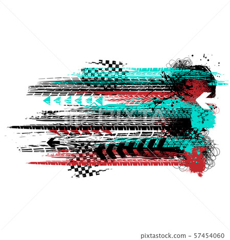 Grunge tire track horizontal background 57454060