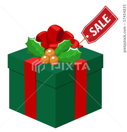 Download Christmas Gift Box Illustration Green Red Holly Stock Illustration 57454835 Pixta Yellowimages Mockups