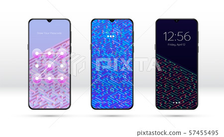Smartphone lock screen background with abstract maze or labyrinth pattern and password entering 57455495