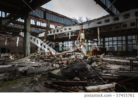 Damaged roof in abandoned factory Damaged roof in abandoned factory 57455761