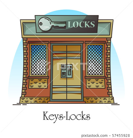 Key shop or locks store. Building for keylock Key shop or locks store. Building for keylock 57455928
