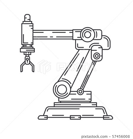 Line Flat Vector Icon Factory Conveyor Robot Stock Illustration