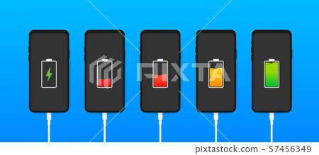 Set of smartphones with battery charge level Set of smartphones with battery charge level 57456349
