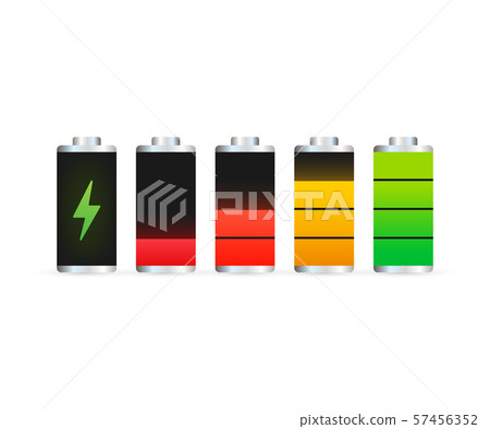 Discharged and fully charged battery smartphone. 57456352