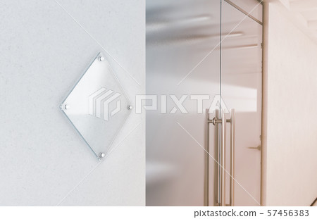 Blank rhombus transparent glass sign plate mockup 57456383