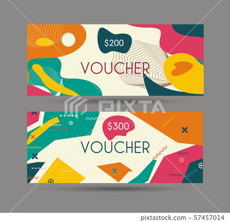 Gift voucher template with retro design, vector. 57457014