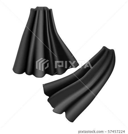 Realistic Detailed 3d Black Cloaks Costume Superhero Set. Vector 57457224
