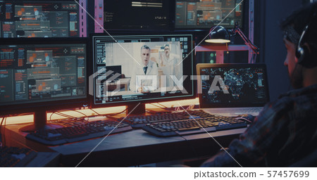 Hacker intercepting doctors video call Hacker intercepting doctors video call 57457699