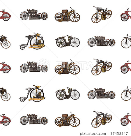 Seamless pattern steampunk with old bicycle.... - Stock Illustration ...