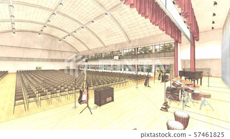 Gymnasium Concert with Chairs, Curtain Release Illustration 11-44 57461825