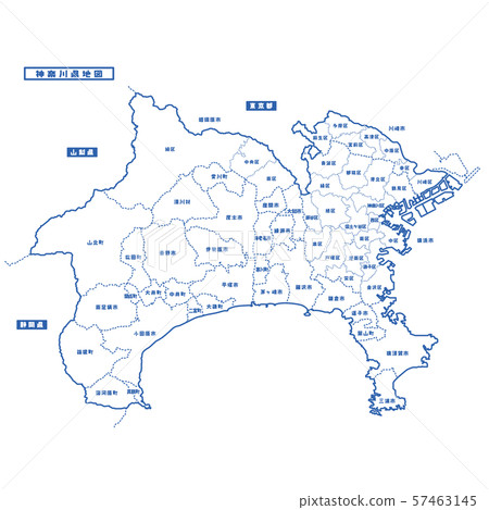 Kanagawa map Simple white map City 57463145