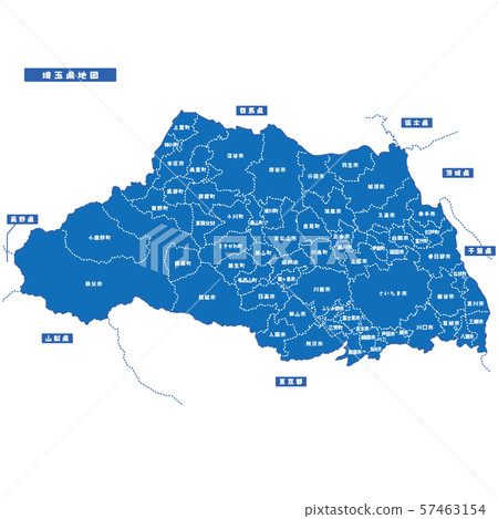 埼玉地圖簡單的藍色城市 57463154