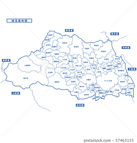 埼玉縣地圖簡單的白色地圖城市-插圖素材[57463155] - PIXTA圖庫