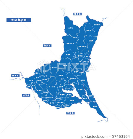 茨城地圖簡單的藍色城市 茨城地圖簡單的藍色城市 57463164