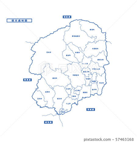 栃木縣地圖簡單的白色地圖城市 57463168