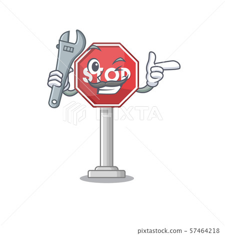 Mechanic sign stop isolated with the cartoon 57464218