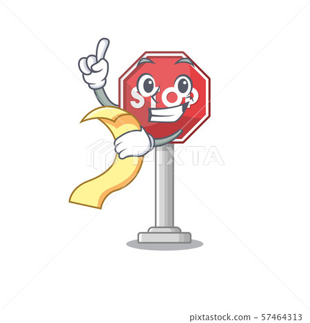 With menu sign stop with the mascot shape - Stock Illustration ...