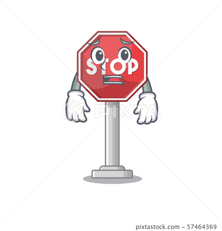 Afraid sign stop with the mascot shape Afraid sign stop with the mascot shape 57464369