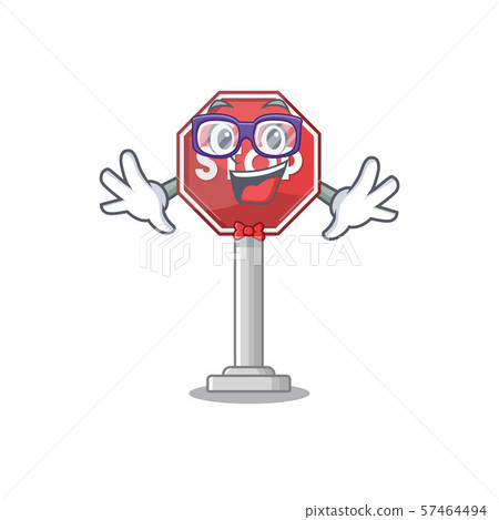 Geek sign stop cartoon side street mascot Geek sign stop cartoon side street mascot 57464494