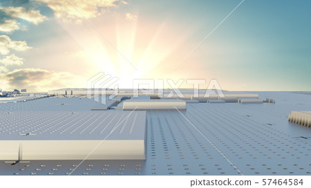 Abstract futuristic surface of a spaceship with dramatic sunrise Abstract futuristic surface of a spaceship with dramatic sunrise 57464584
