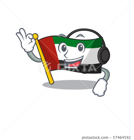 With headphone flag united arab emirates in character With headphone flag united arab emirates in character 57464592