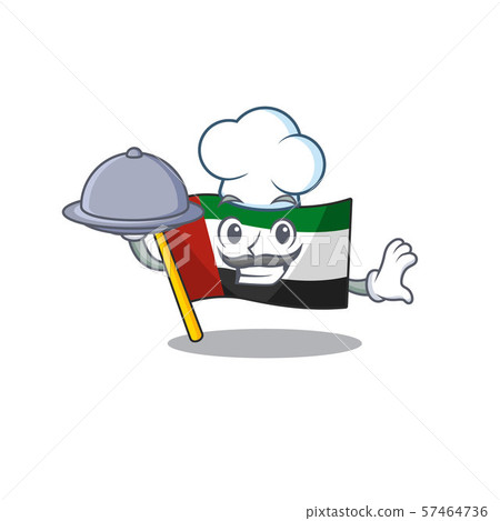 Chef with food flag united arab emirates on mascot Chef with food flag united arab emirates on mascot 57464736