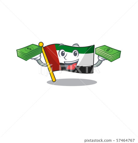 With money bag flag united arab emirates on mascot With money bag flag united arab emirates on mascot 57464767
