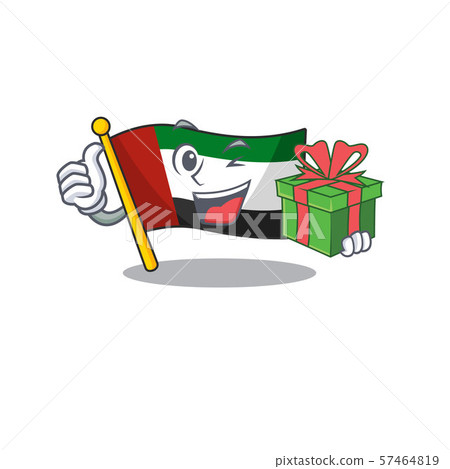 With gift flag united arab emirates on mascot 57464819