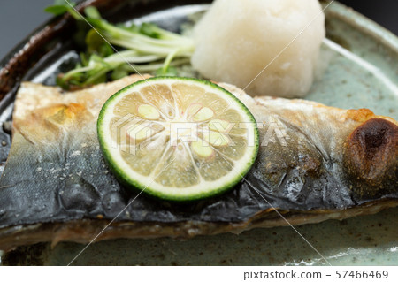 Grilled salmon with salt and pumpkin Grilled salmon with salt and pumpkin 57466469