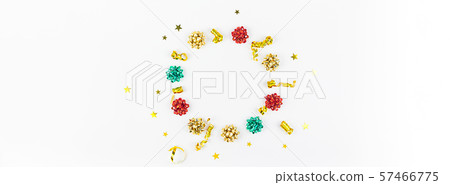 Christmas composition with golden frame Christmas composition with golden frame 57466775