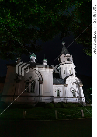 北海道夏日風景函館東正教堂點亮 北海道夏日風景函館東正教堂點亮 57467309