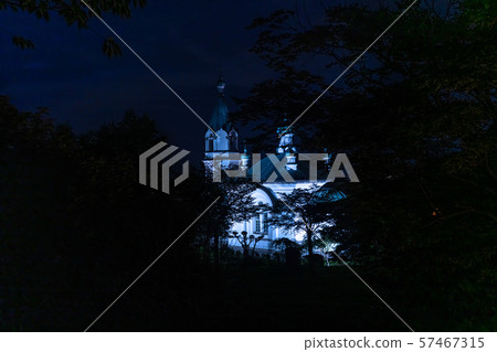 北海道夏日風景函館東正教堂點亮 北海道夏日風景函館東正教堂點亮 57467315