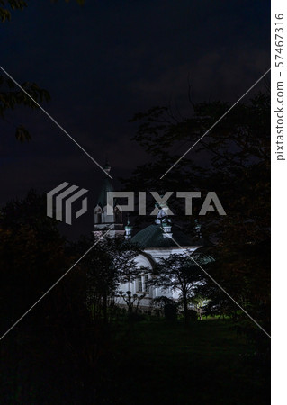 北海道夏日風景函館東正教堂點亮 北海道夏日風景函館東正教堂點亮 57467316