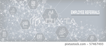Employee Referrals Icon Set Web Header Banner Stock