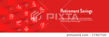 Retirement Savings Icon Set and Web Header Banner Retirement Savings Icon Set and Web Header Banner 57467540