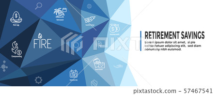Retirement Savings Icon Set and Web Header Banner Retirement Savings Icon Set and Web Header Banner 57467541