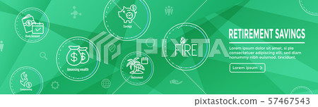 Retirement Savings Icon Set and Web Header Banner Retirement Savings Icon Set and Web Header Banner 57467543