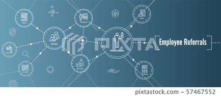 Employee Referrals Icon Set Web Header Banner Stock