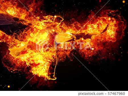 在火焰包裹的商人剪影 57467960