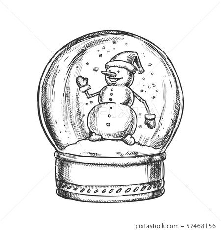 Snow Globe With Snowman Souvenir Vintage Vector Snow Globe With Snowman Souvenir Vintage Vector 57468156